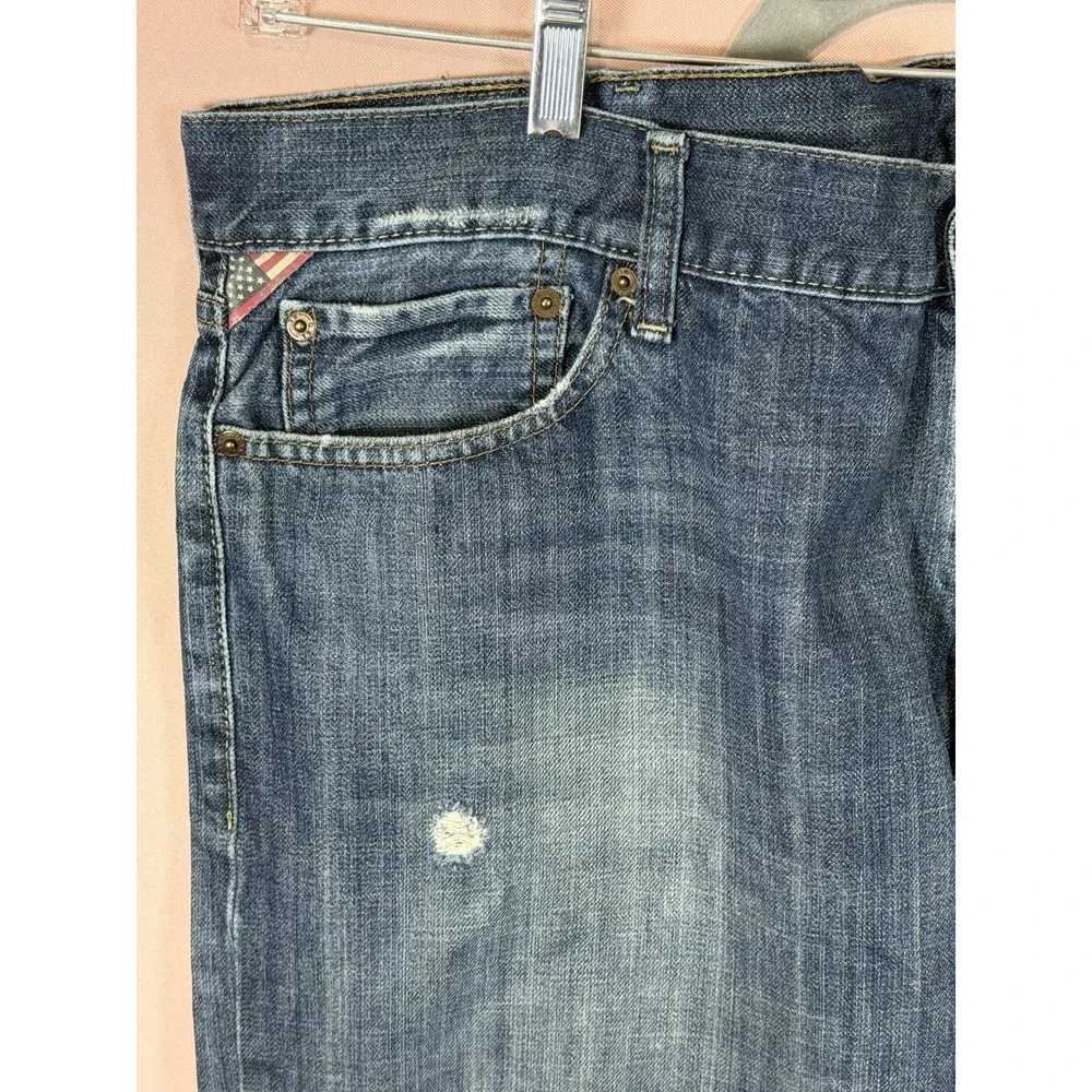 Denim & Supply Ralph Lauren Mens Blue Dark Wash faded Slouch Jeans 42 X 32